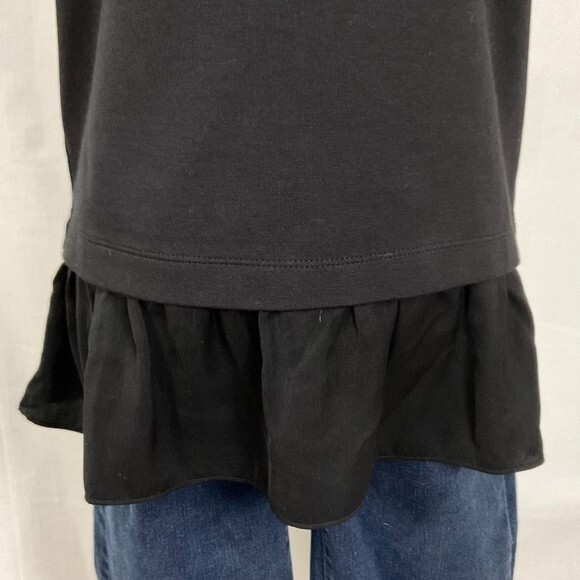 J. Crew Black Peplum Blouse Ruffle Sleeveless Knit Top Sz XXS Crewneck Feminine - Picture 2 of 6